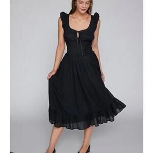 Kimchi Blue Olivia Flutter Sleeve Smocked Maxi Dress Black Urban Ruffle XS NWOT